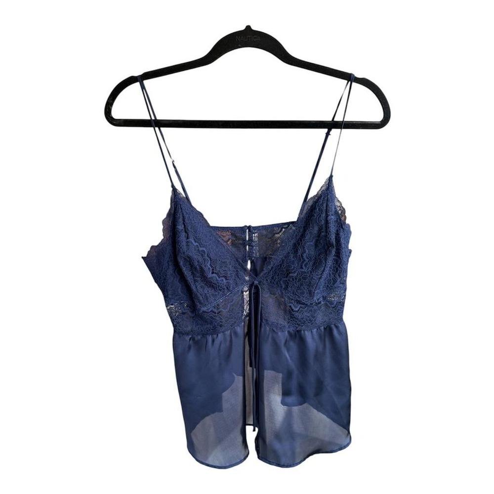 Victoria's Secret Navy Blue Lace Sheer Babydoll Cami Top XL